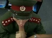 Army needs strong men with big cocks and hot female officer makes sure this one fucks her good right on her working desk