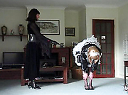 Tranny maid gets horse whipped by her mistress