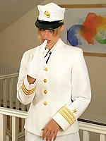 Amateur naval uniform hottie in sexy pantyhose