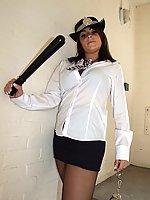 British babe in sexy uniform and pantyhose