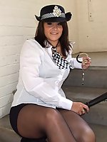 Uk office girl in fantasy costume and nylons