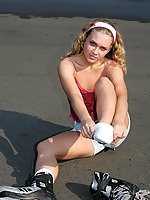 Nasty sporty babe in sexy uniform